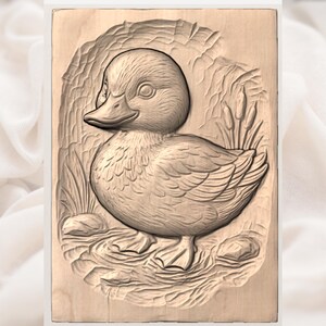 Cute Duckling 3D Relief STL for CNC Router view 3