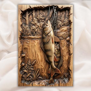 Fishing Scene 3D Relief STL view 1