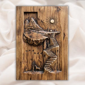Floating Island Stairway 3D Relief STL view 1