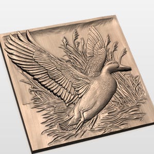 Mallard Duck Water Landing 3D Relief STL view 2