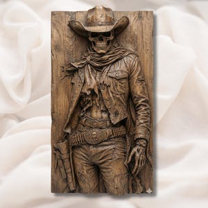 Cowboy Skull Skeleton 3D Relief STL view 1