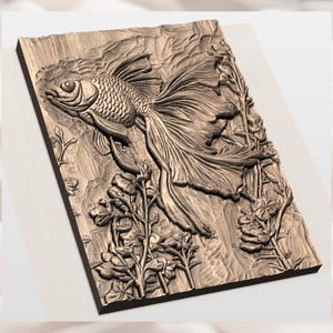 Goldfish 3D Relief STL File view 2