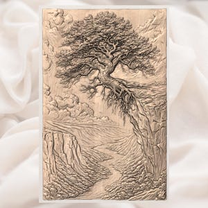 Cliff Tree Landscape 3D Relief STL view 2