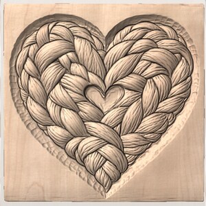 Braided Heart 3D Relief STL for CNC Router view 3