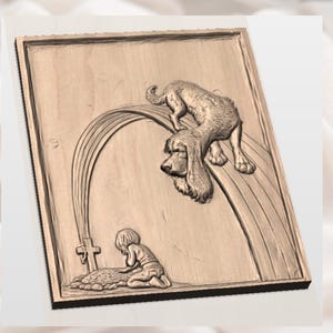 Rainbow Bridge Dog Memorial 3D Relief STL view 3