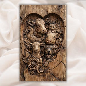 Farm Animals Heart 3D Relief STL view 1