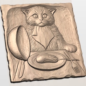 Funny Cat Dining STL view 2
