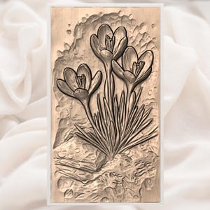 Yellow Crocus Flowers 3D Relief STL for CNC Router view 3