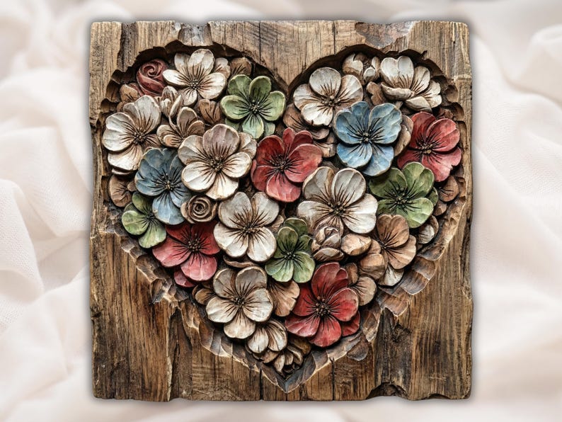 Floral Heart Relief STL
