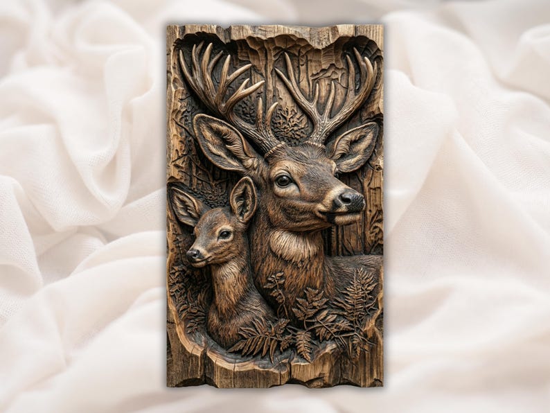 Buck & Doe Deer 3D Relief STL