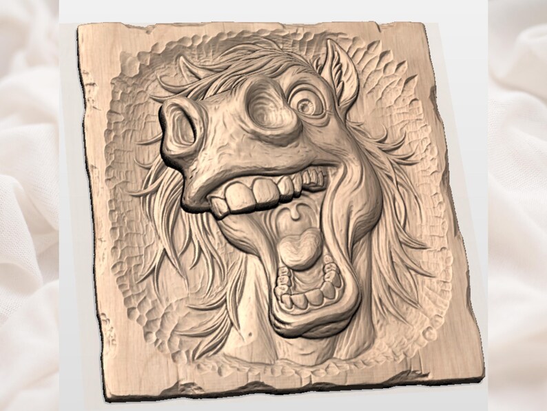 Goofy Horse STL| Comedy Animal Carving | Ranch Wall Art Decor | Man Cave Funny Plaque | Funny Horse STL | Kids Room Decor image 2