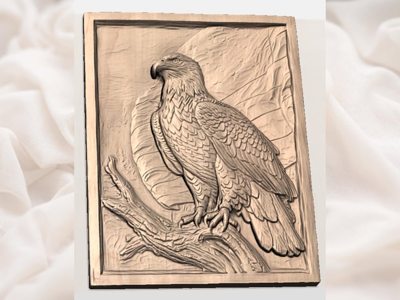 Patriotic Eagle Bas Relief STL | American Flag Wall Plaque | Liberty USA Decor | Rustic Wood Grain Carved Artwork | Americana Tribute Panel image 3