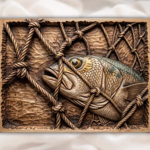 Fishing Net 3D Relief STL view 1