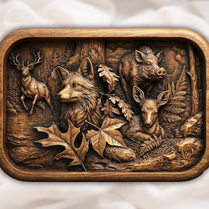 Woodland Animals 3D Relief STL view 1