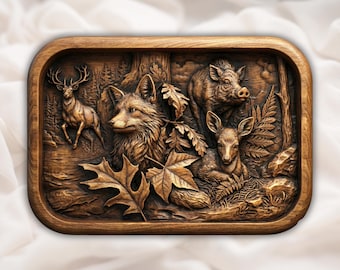 Woodland Animals 3D Relief STL | CNC Router Wood Carving | Hunting Lodge Decor | Hunter Dad Gift