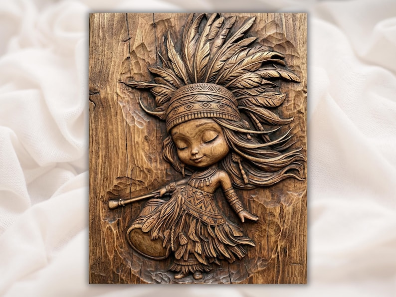 Tribal Girl Dancing 3D Relief STL