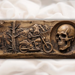 Skull Rider Bas Relief STL view 1