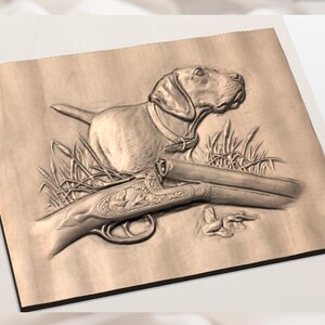 Hunting Dog 3D Relief STL view 4