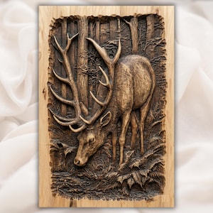Stag Deer 3D Relief STL view 1