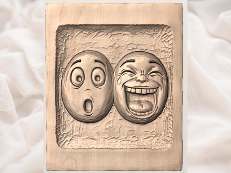 Funny Emoji Faces STL | Laughing Crying and Shocked Face Relief | CNC Router Carving Model | Meme Wall Plaque | Novelty Comedy Room Decor image 3