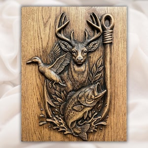 Deer Duck Bass Trophy Wall Art Panel view 1