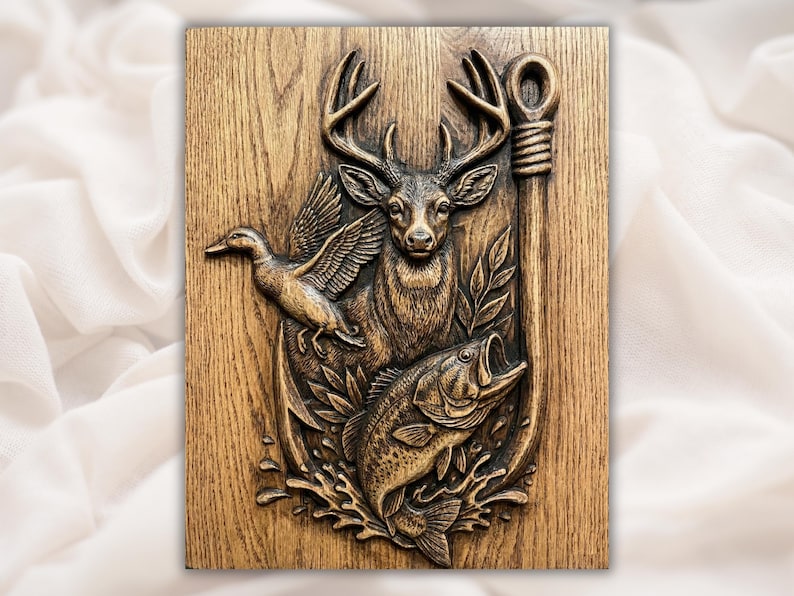 Deer Duck Bass Trophy Wall Art Panel