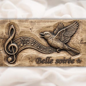 Songbird Music 3D Relief STL view 1