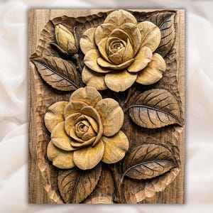 Rose Flowers 3D Relief STL for CNC Router view 1