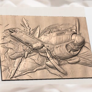 WW2 Fighter Plane 3D Relief STL File view 2