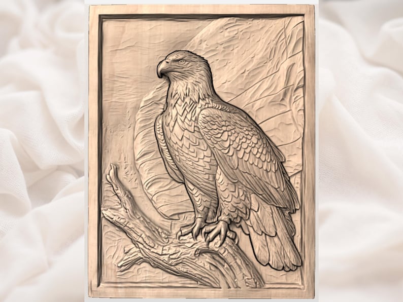 Patriotic Eagle Bas Relief STL | American Flag Wall Plaque | Liberty USA Decor | Rustic Wood Grain Carved Artwork | Americana Tribute Panel image 2