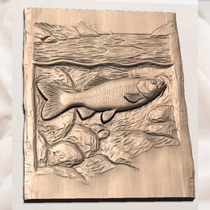 Fish 3D Relief STL File view 2