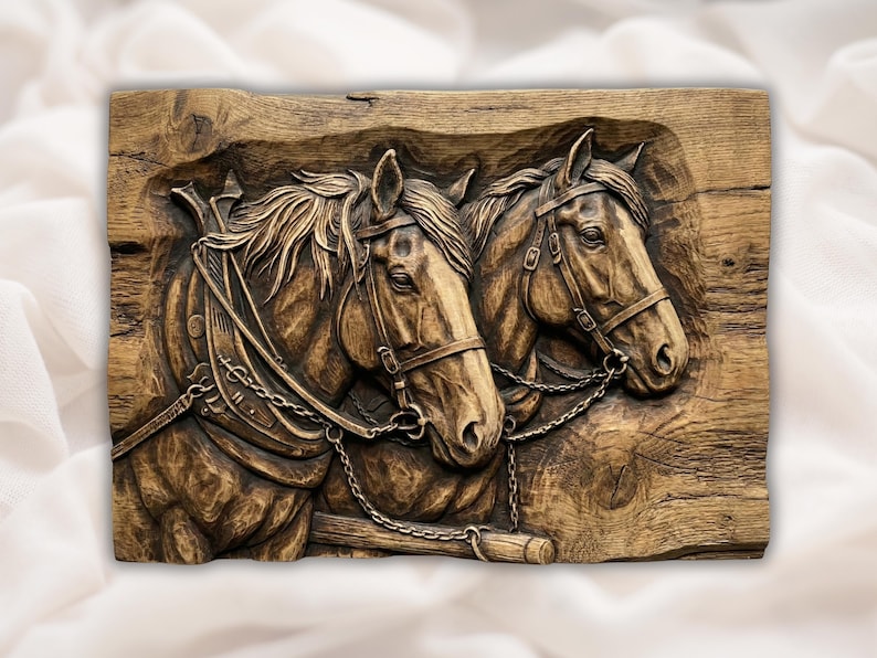 Pair of Horses STL Relief