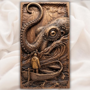 Kraken STL Relief view 1