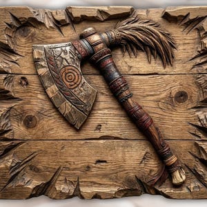 Tribal Tomahawk Axe STL view 1