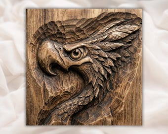 Eagle Head 3D Relief STL |  Eagle Face 3D | Wildlife Wall Art STL | Aspire, VCarve Pro, Carveco, Fusion 360, ArtCAM