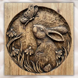 Bunny Rabbit 3D Relief STL File view 1