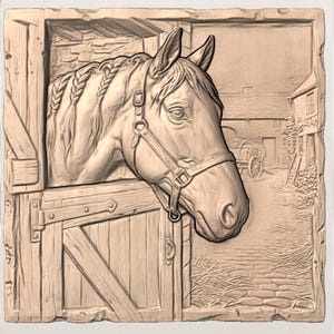 Horse Stable 3D Relief STL view 2