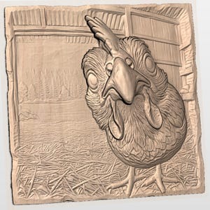 Funny Chicken Relief STL view 2
