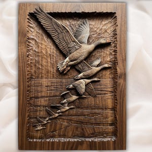 Flying Geese 3D Relief STL for CNC Router view 1