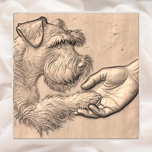 Schnauzer Paw Hand 3D Relief STL view 2