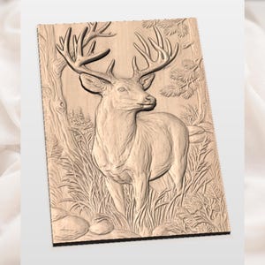 Whitetail Deer Buck 3D Relief STL view 3