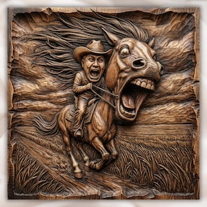 Crazy Horse Rider 3D Relief STL view 1