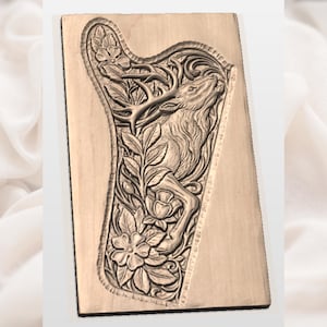 Stag and Wildflower Bas Relief STL view 2