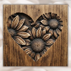 Sunflower Heart 3D Relief STL File view 1