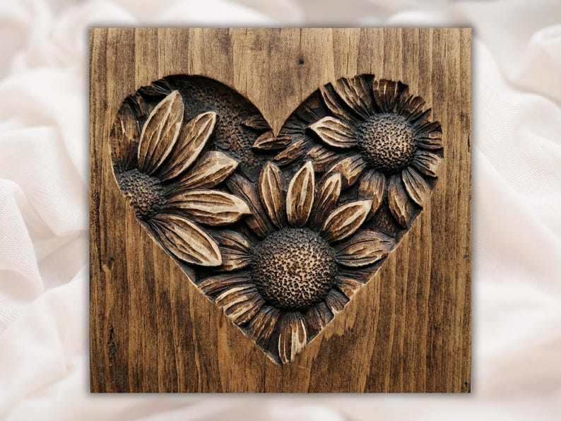 Sunflower Heart 3D Relief STL File