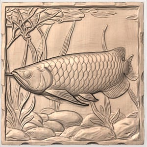 Arowana Fish 3D Relief STL for CNC Router view 2