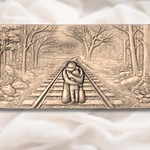 Dad & Child Hug 3D Relief STL view 2