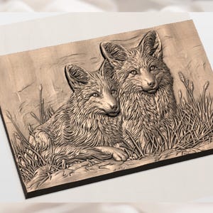 Two Foxes 3D Relief STL view 2