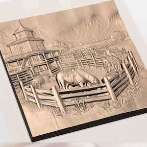 Western Ranch Horse STL Relief view 2