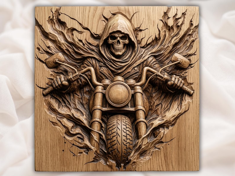 Skeleton Biker 3D Relief STL